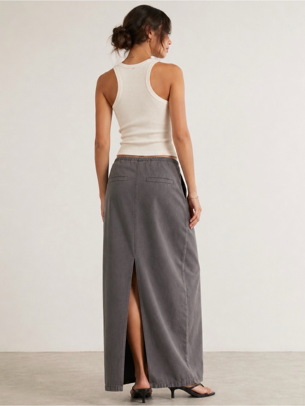 ZARA Hi-Tech Drawstring Grey Cargo Maxi Skirt Size Large NWT - Picture 3 of 10